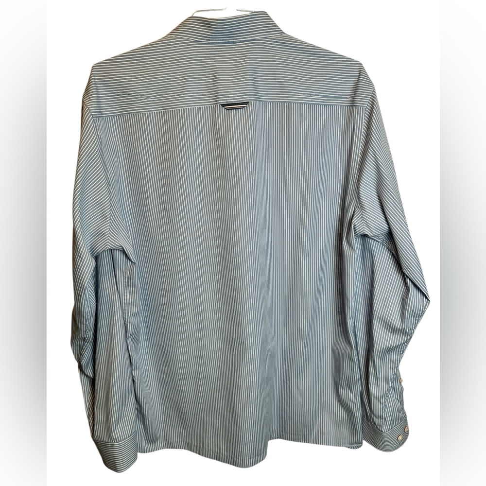 Lindbergh Blue White Stripe Soft Touch Poplin Button Down Size XL - Picture 8 of 8
